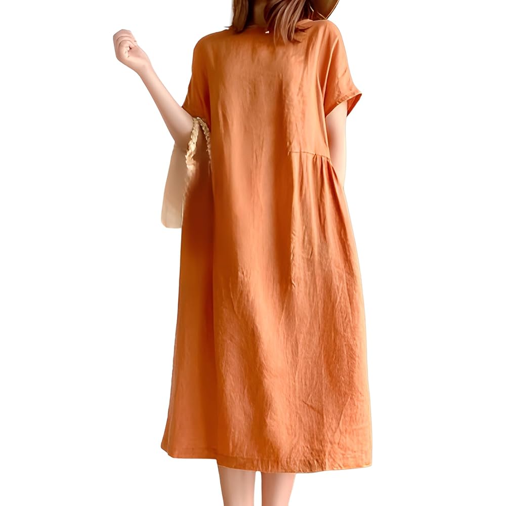 Amazon.co.jp: [Miflaier] 綿麻ワンピース レディース リネン